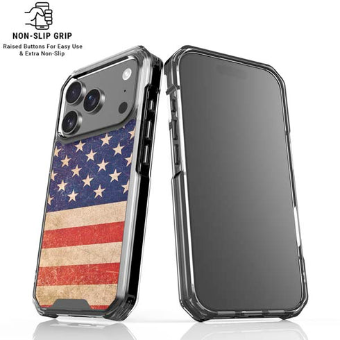 Distressed American Flag iPhone 17 Pro Max Clear Case