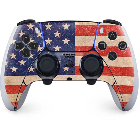 Distressed American Flag PS5 DualSense Edge Pro Controller Skin