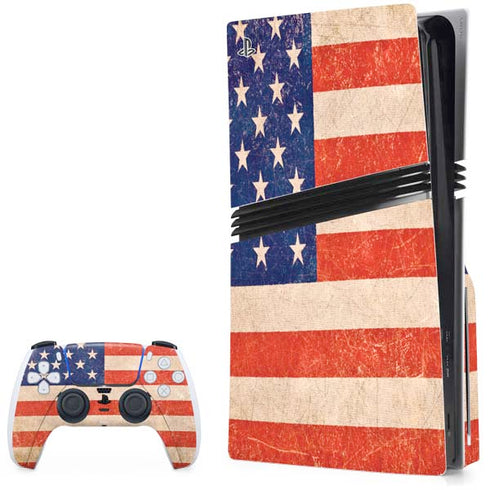 Distressed American Flag PS5 Pro Disk Bundle Skin
