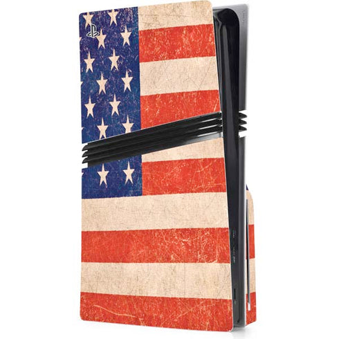 Distressed American Flag PS5 Pro Disk Console Skin