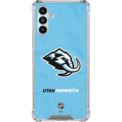 NHL Utah Mammoth Distressed Blue Galaxy A13 5G Clear Case