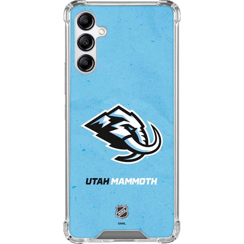 NHL Utah Mammoth Distressed Blue Galaxy A14 5G Clear Case