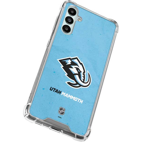 NHL Utah Mammoth Distressed Blue Galaxy A14 5G Clear Case