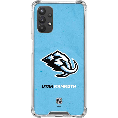 NHL Utah Mammoth Distressed Blue Galaxy A32 5G Clear Case
