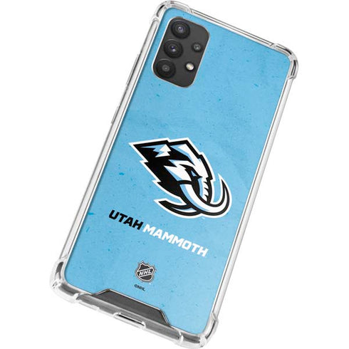 NHL Utah Mammoth Distressed Blue Galaxy A32 5G Clear Case