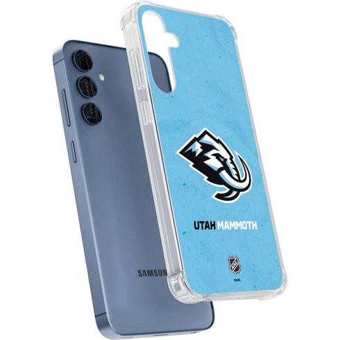 NHL Utah Mammoth Distressed Blue Galaxy A35 5G Clear Case