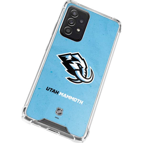 NHL Utah Mammoth Distressed Blue Galaxy A72 5G Clear Case
