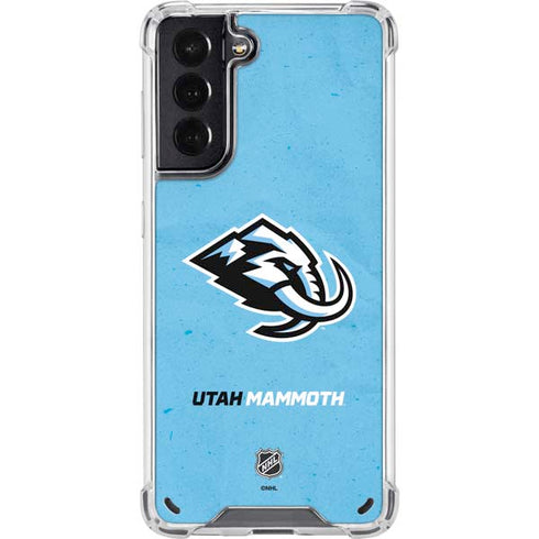 NHL Utah Mammoth Distressed Blue Galaxy S21 5G Clear Case