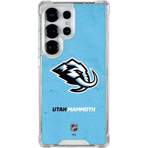 NHL Utah Mammoth Distressed Blue Galaxy S26 Ultra Clear Case