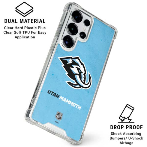 NHL Utah Mammoth Distressed Blue Galaxy S26 Ultra Clear Case