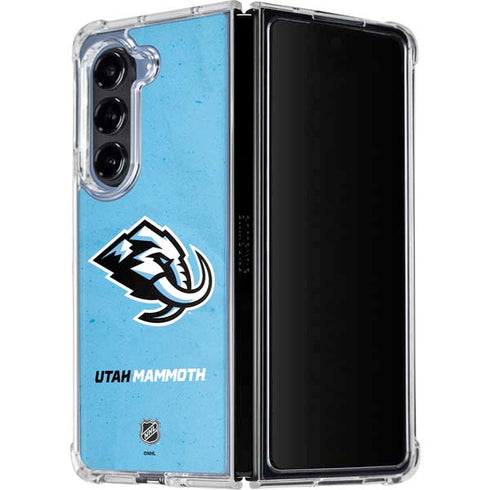 NHL Utah Mammoth Distressed Blue Galaxy Z Fold5 5G Clear Case