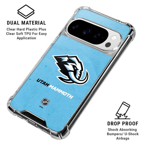 NHL Utah Mammoth Distressed Blue Google Pixel 10 Pro XL Clear Case