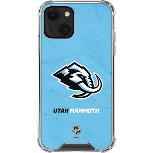 NHL Utah Mammoth Distressed Blue iPhone 13 Mini Clear Case