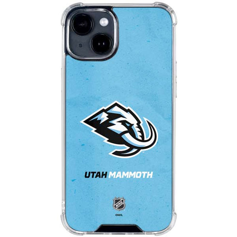 NHL Utah Mammoth Distressed Blue iPhone 14 Plus Clear Case