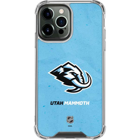 NHL Utah Mammoth Distressed Blue iPhone 14 Pro Max Clear Case