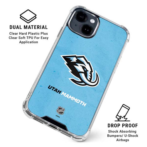 NHL Utah Mammoth Distressed Blue iPhone 15 Plus Clear Case