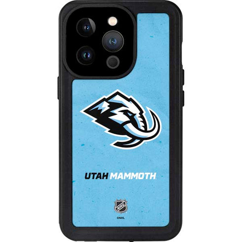 NHL Utah Mammoth Distressed Blue iPhone 15 Pro Waterproof Case