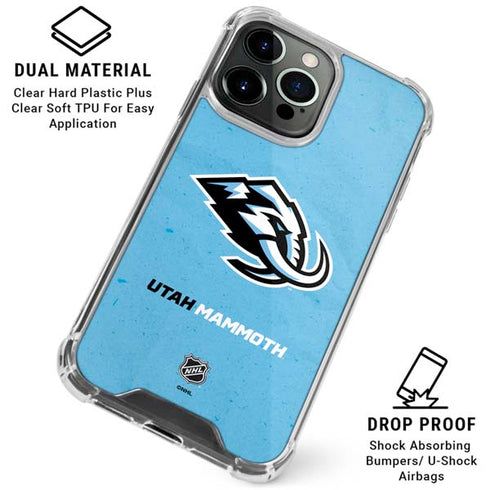NHL Utah Mammoth Distressed Blue iPhone 16 Pro Clear Case