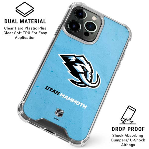 NHL Utah Mammoth Distressed Blue iPhone 16 Pro Max Clear Case