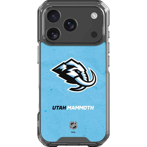 NHL Utah Mammoth Distressed Blue iPhone 18 Pro Clear Case