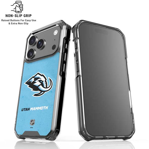 NHL Utah Mammoth Distressed Blue iPhone 18 Pro Clear Case