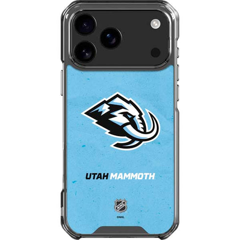 NHL Utah Mammoth Distressed Blue iPhone 18 Pro Max Clear Case