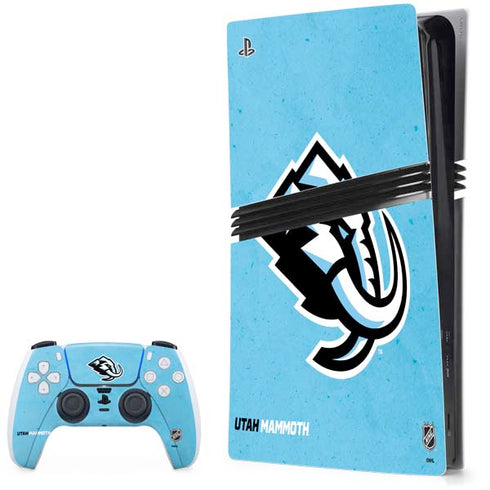 NHL Utah Mammoth Distressed Blue PS5 Pro Bundle Skin
