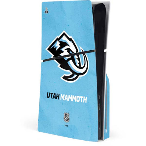 NHL Utah Mammoth Distressed Blue PS5 Slim Disk Console Skin