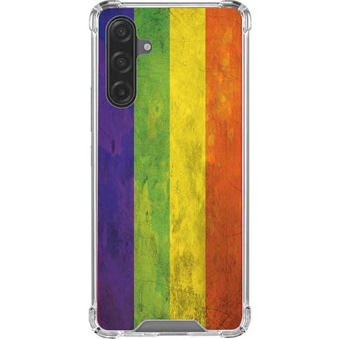 Distressed Rainbow Flag Galaxy A17 Clear Case