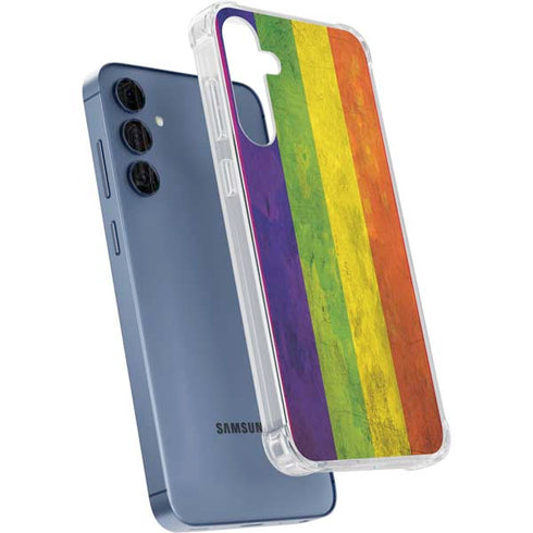Distressed Rainbow Flag Galaxy A55 5G Clear Case