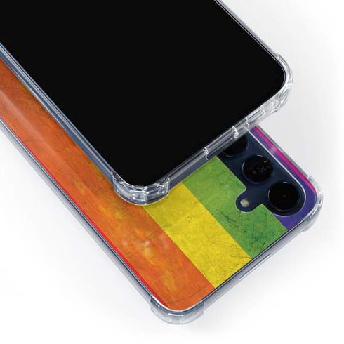 Distressed Rainbow Flag Galaxy A55 5G Clear Case