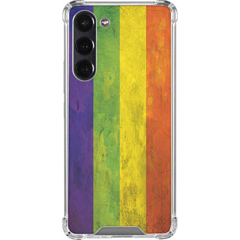 Distressed Rainbow Flag Galaxy S24 FE Clear Case