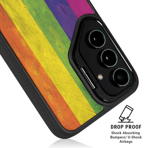 Distressed Rainbow Flag Galaxy S25 Kickstand Case