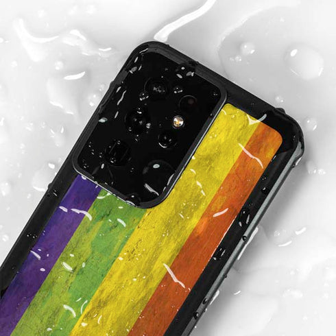 Distressed Rainbow Flag Galaxy S24 Ultra Waterproof Case