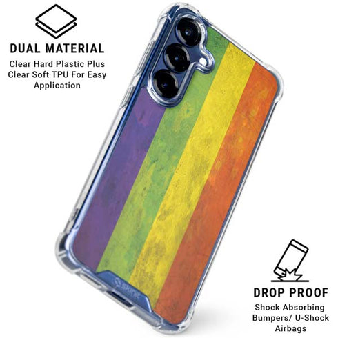 Distressed Rainbow Flag Galaxy S25 Clear Case