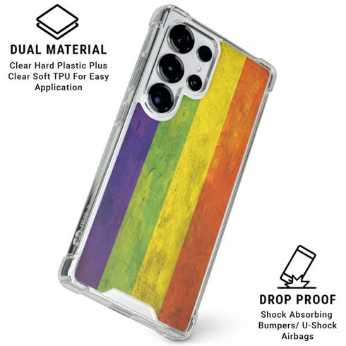 Distressed Rainbow Flag Galaxy S25 Ultra Clear Case