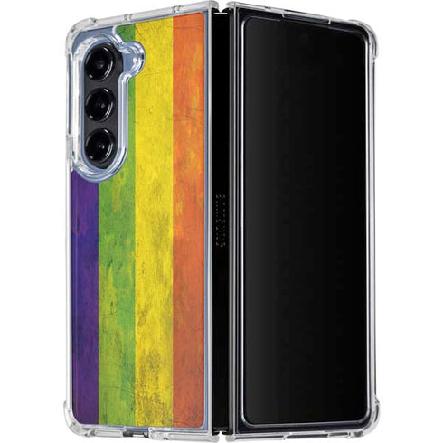 Distressed Rainbow Flag Galaxy Z Fold5 5G Clear Case