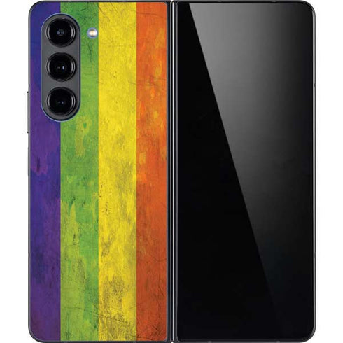 Distressed Rainbow Flag Galaxy Z Fold5 5G Skin