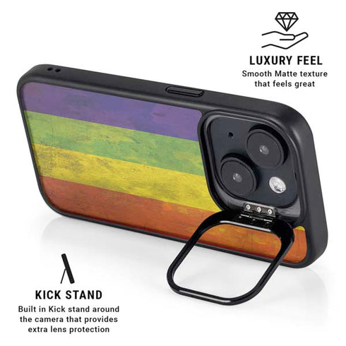 Distressed Rainbow Flag iPhone 14 Plus Kickstand Case