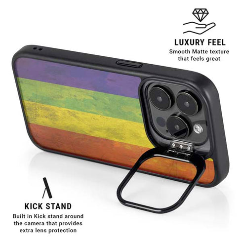 Distressed Rainbow Flag iPhone 15 Pro Max Kickstand Case