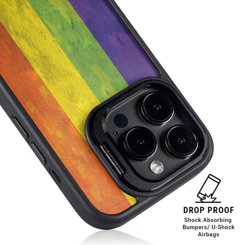 Distressed Rainbow Flag iPhone 15 Pro Max Kickstand Case