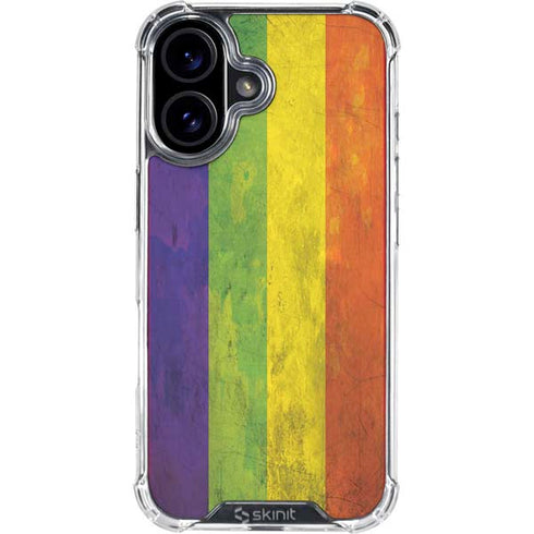 Distressed Rainbow Flag iPhone 16 Plus Clear Case
