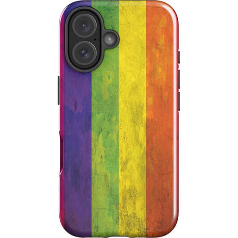 Distressed Rainbow Flag iPhone 16 Plus Impact Case