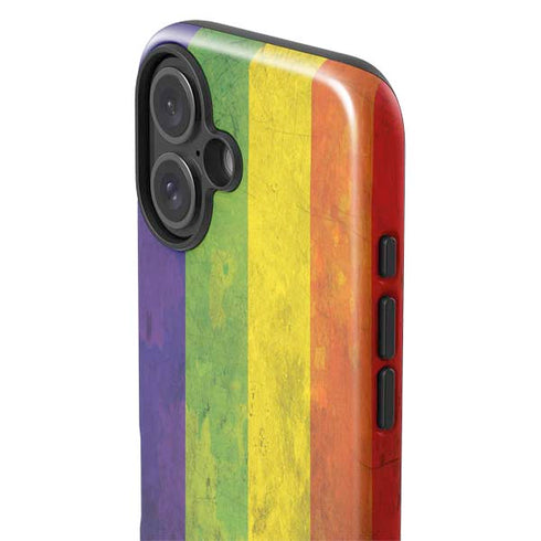 Distressed Rainbow Flag iPhone 16 Plus Impact Case