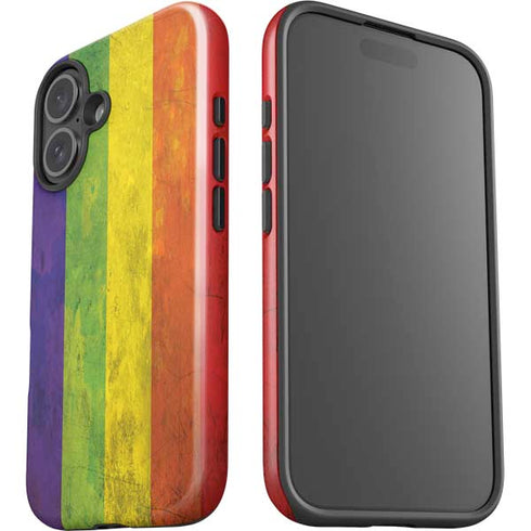 Distressed Rainbow Flag iPhone 16 Plus Impact Case