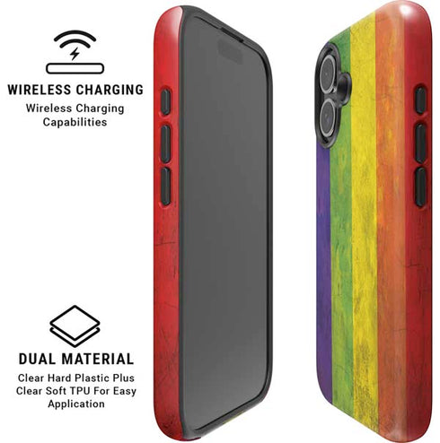 Distressed Rainbow Flag iPhone 16 Plus Magsafe Impact Case