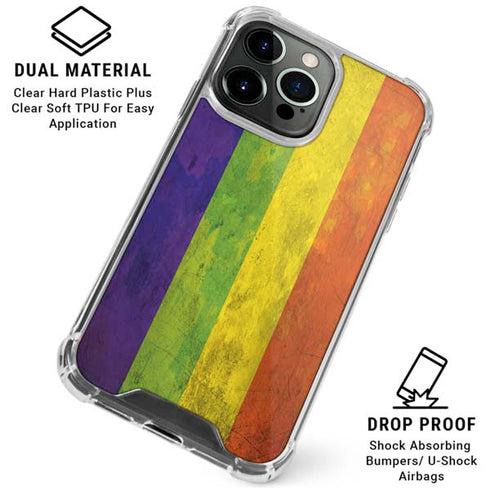 Distressed Rainbow Flag iPhone 16 Pro Clear Case
