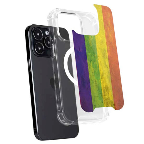 Distressed Rainbow Flag iPhone 16 Pro MagSafe Case
