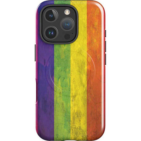 Distressed Rainbow Flag iPhone 16 Pro Magsafe Impact Case