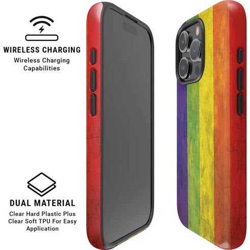 Distressed Rainbow Flag iPhone 16 Pro Magsafe Impact Case